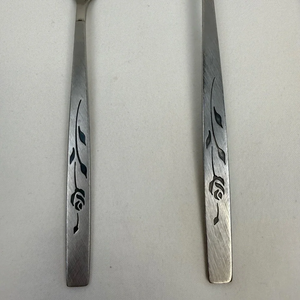 Oneidacraft Deluxe Stainless Lasting Rose Flatware Serving Set 4pc Rose Pattern
